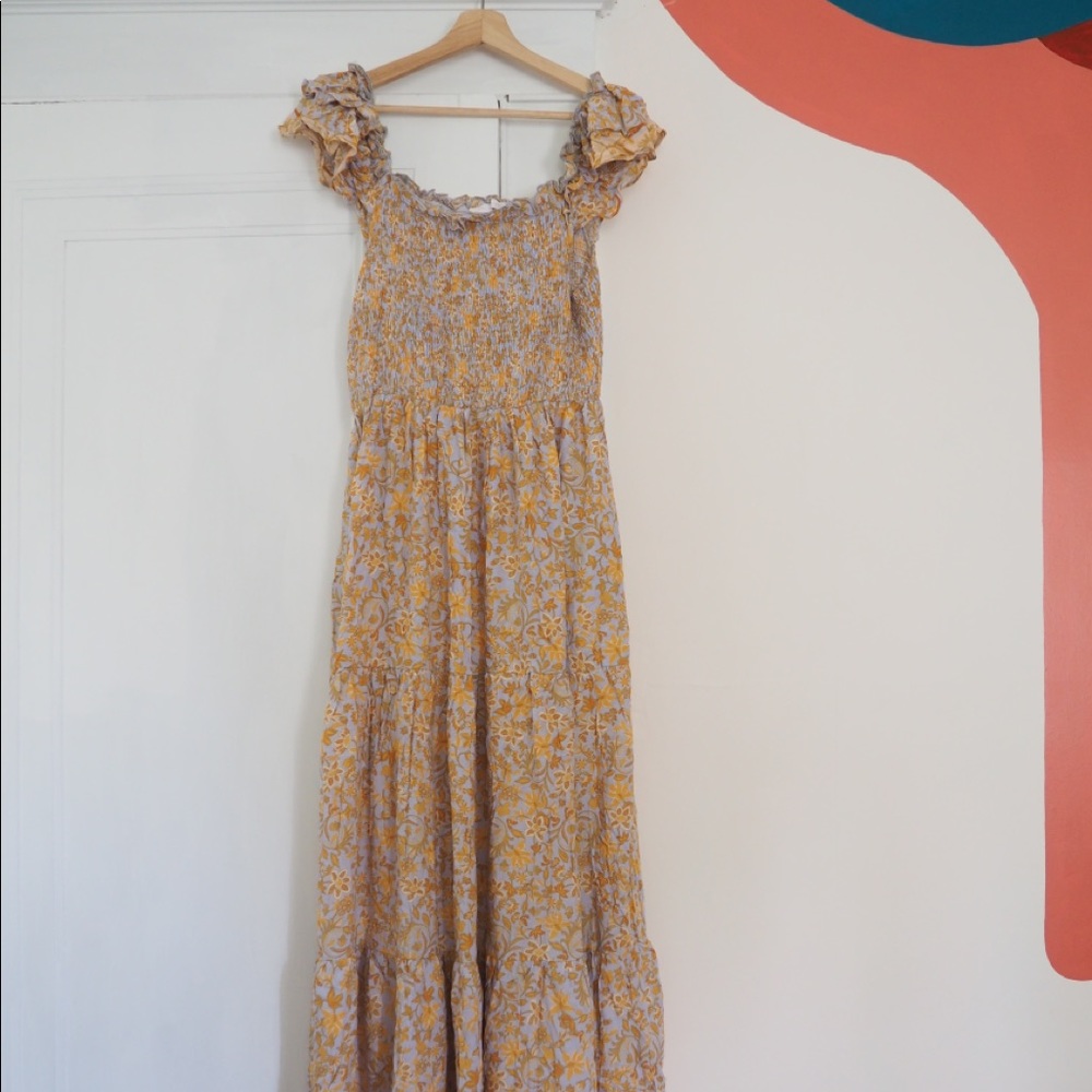 Pinkblush Yellow and Gray Floral Maxi Dress